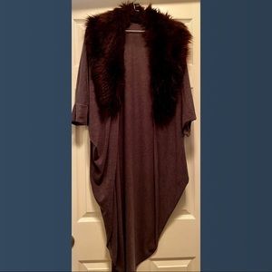 River Island Faux Fur Collar Duster Cardigan, Worn Once